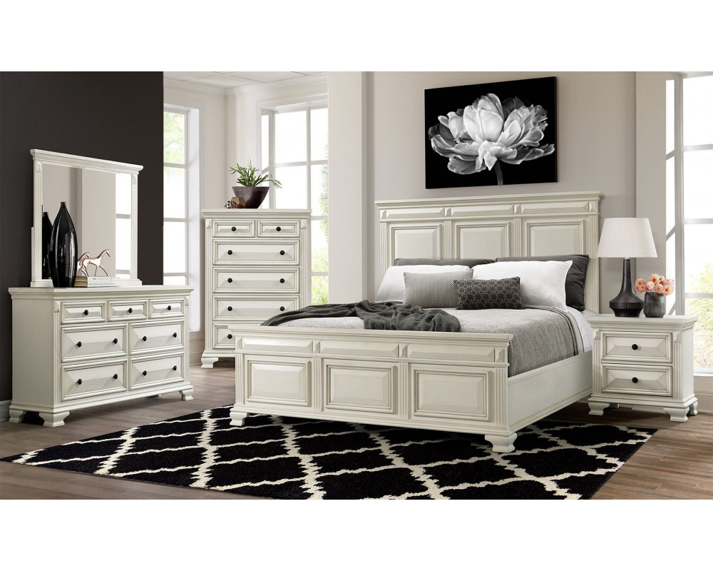 White bed deals suite