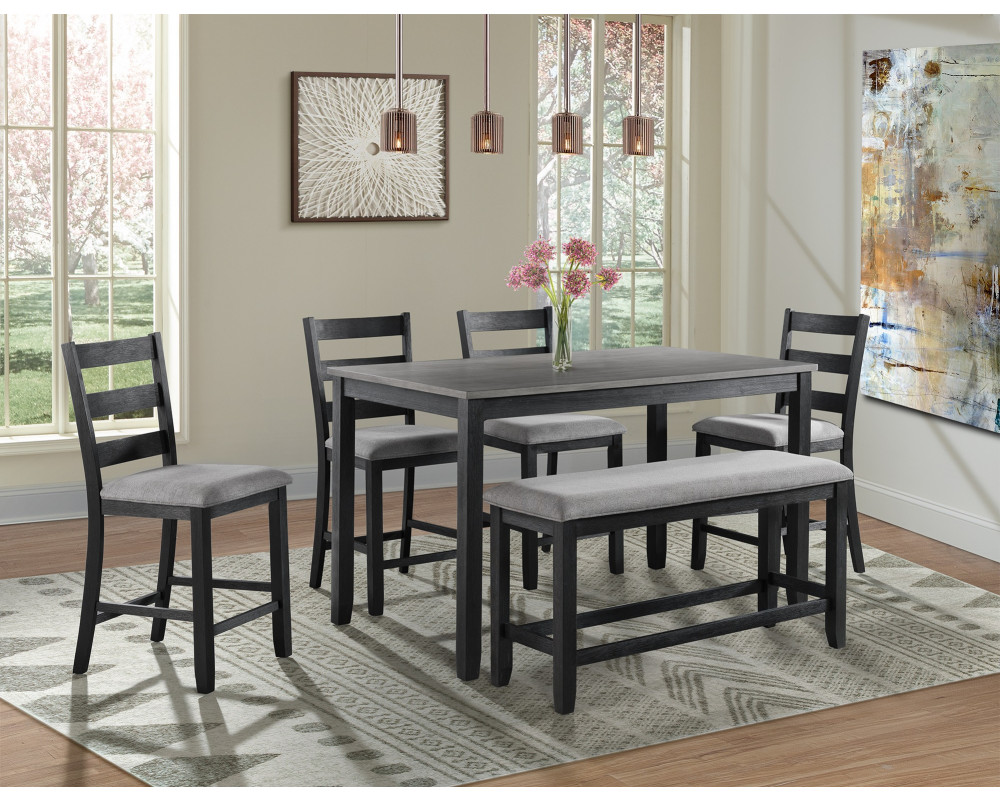Martin Grey Counter Height Table, 4 Barstools, & Bench