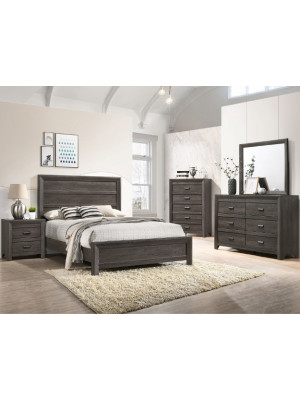 Crown Mark Furniture Louis Philip Bedroom Set in Dark Cherry