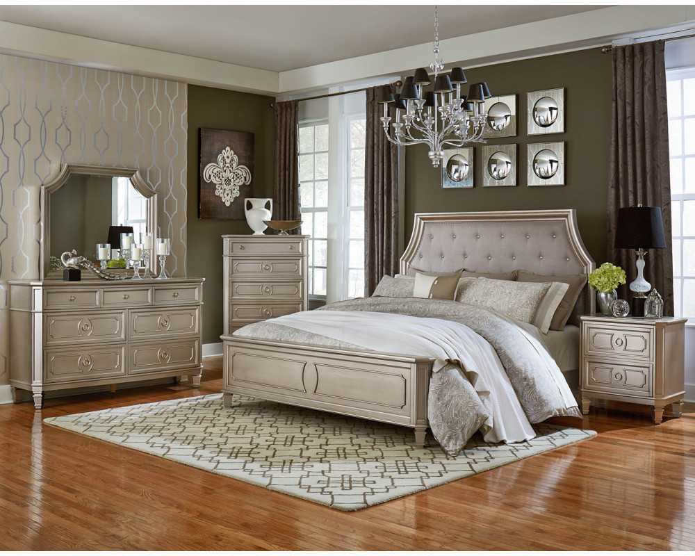 Furniture Windsor Silver, Queen Bed Set Silver