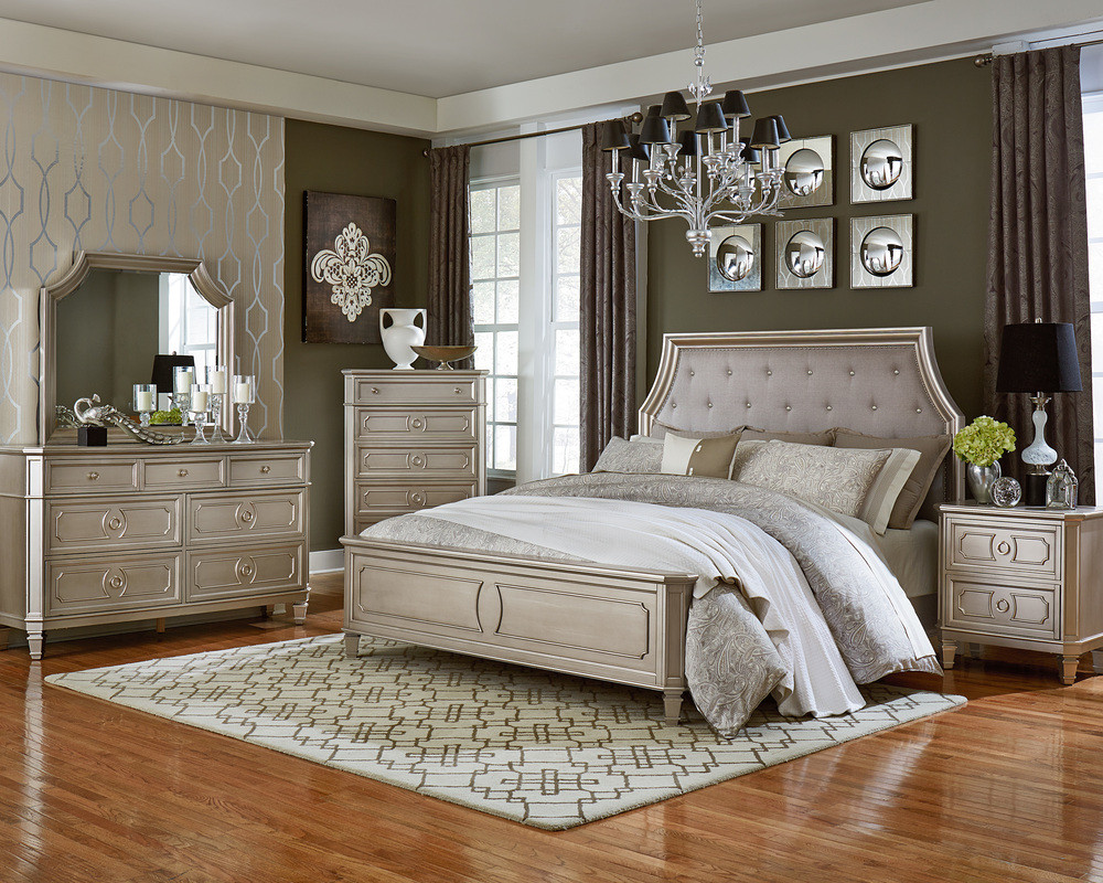 Overstock Furniture Windsor Silver King Bed, Dresser ...