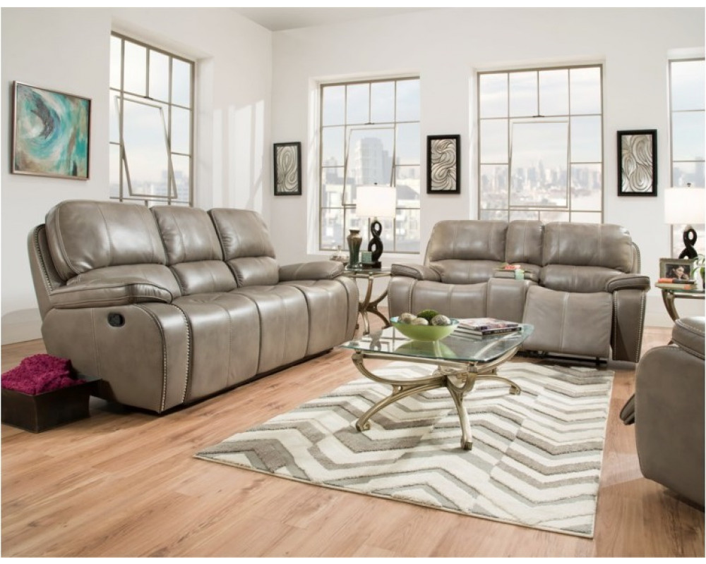 Overstock Furniture Jamestown Smoke Nailhead Sofa Loveseat