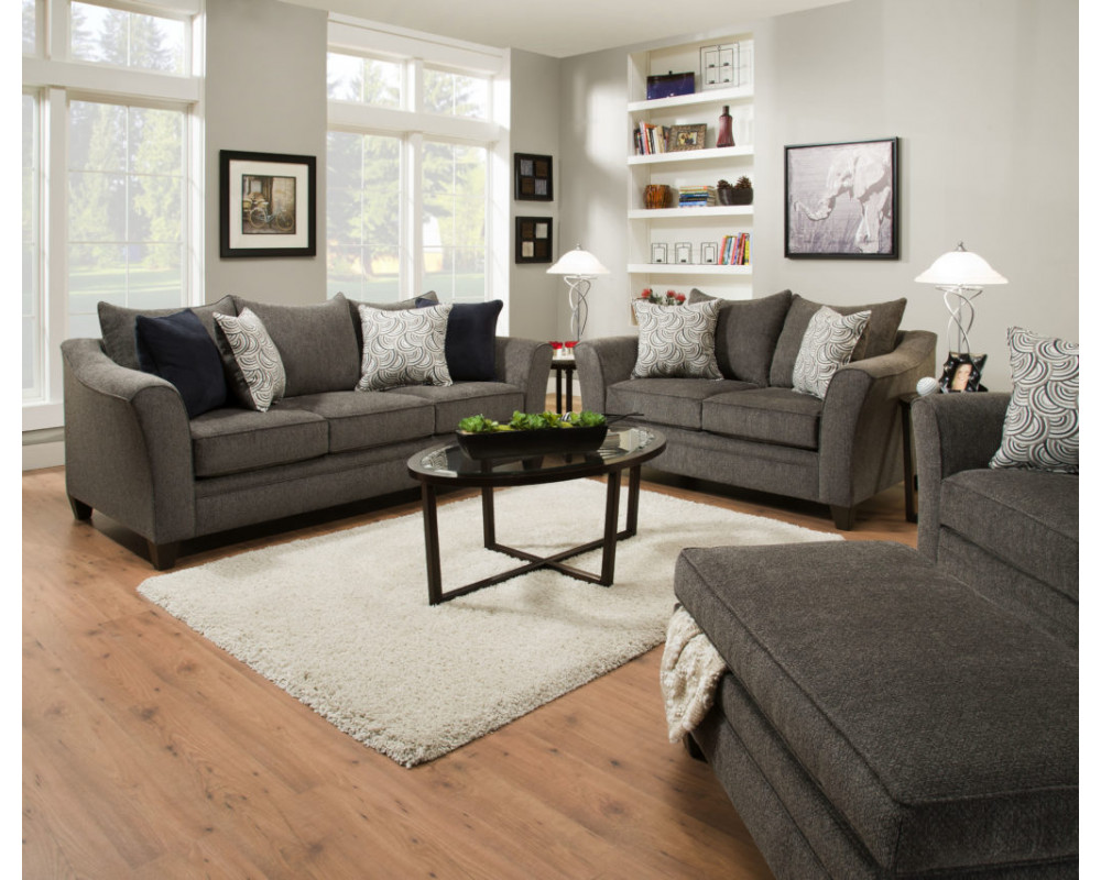 Overstock Furniture Pewter Sofa and Loveseat