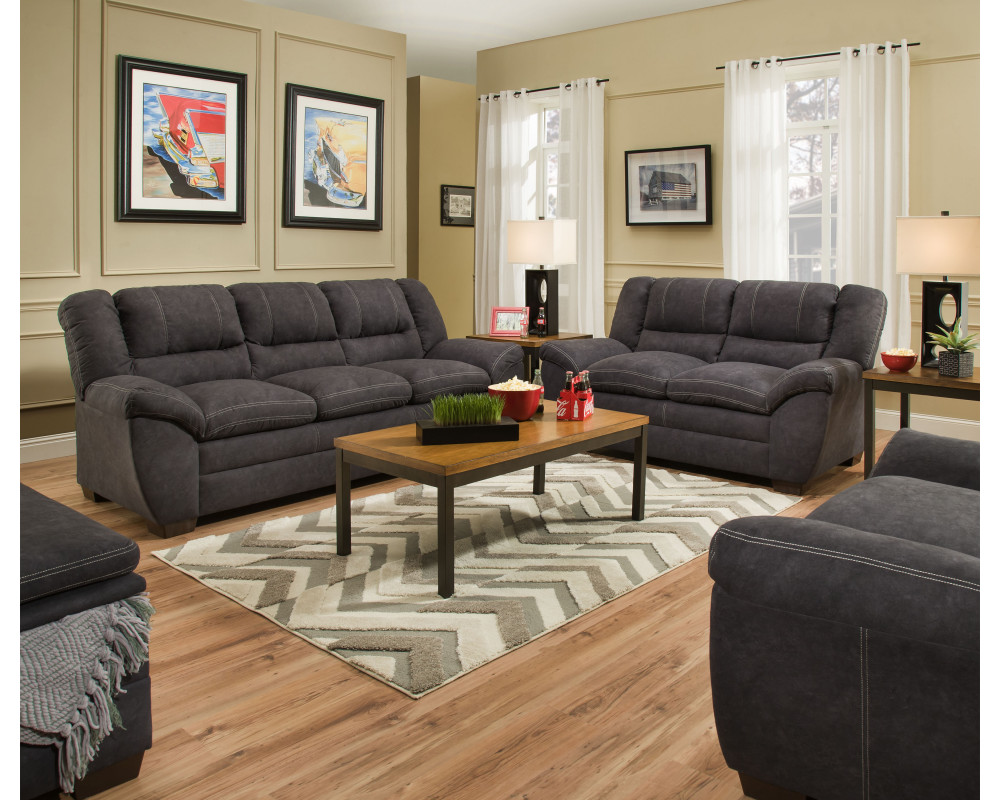 Overstock Furniture Palermo Charcoal Sofa Loveseat