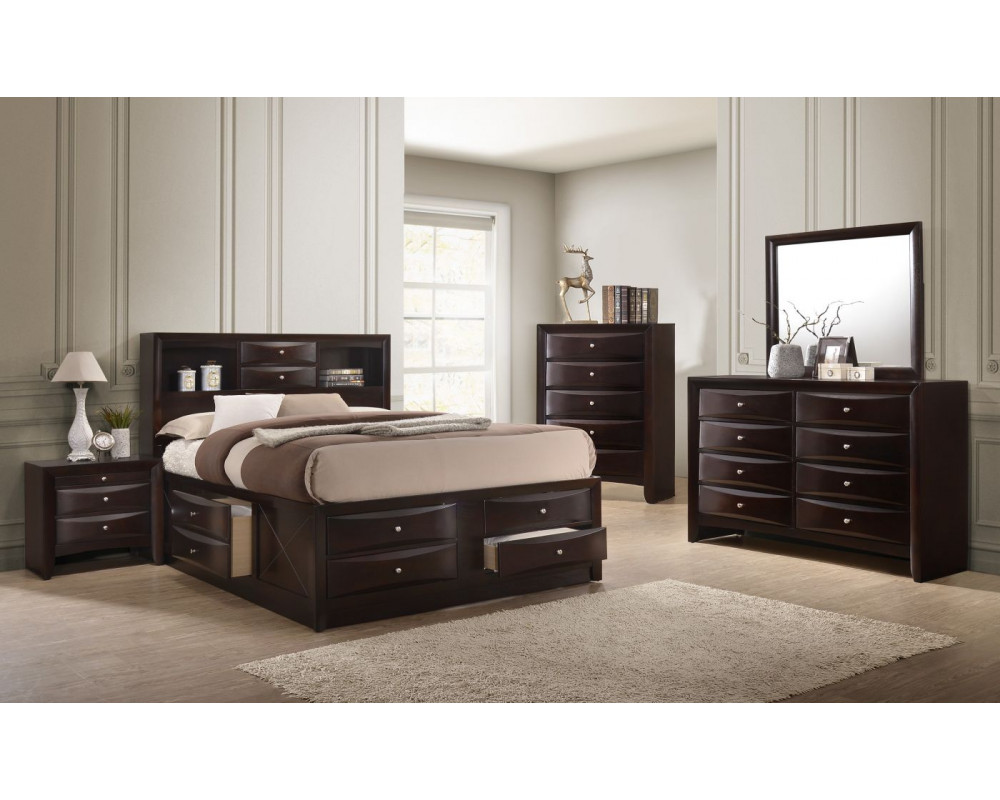 Emily Cherry Queen Bed, Dresser, Mirror, and Nightstand