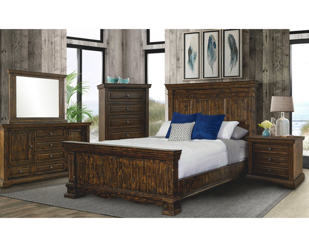 Condesa Brown King Bed, Dresser, Mirror, Nightstand
