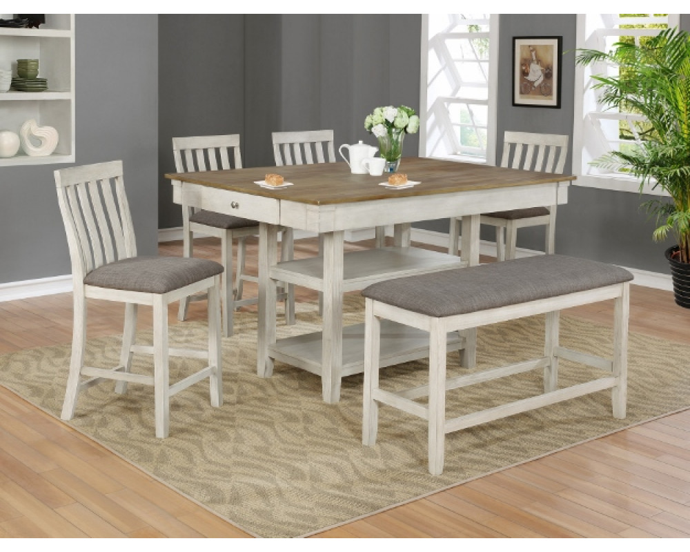Nina Counter Height Table, 4 Barstools, & Bench