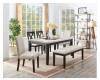 Greystone Marble Dining Table, 4 Chairs, & Bench