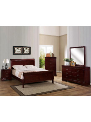 Louis Philip Cherry King Bed, Dresser, Mirror, & Nightstand