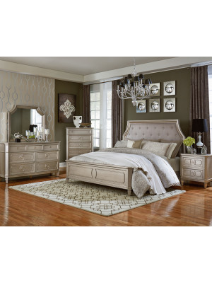 Windsor Silver King Bed, Dresser, Mirror, & Nightstand