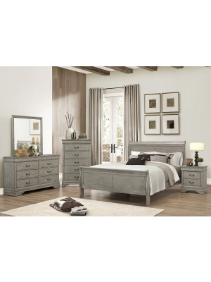 Louis Philip Grey Queen Bed, Dresser, Mirror, & Nightstand