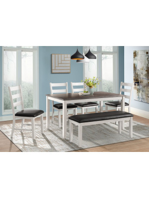 Martin Brown Dining Table, 4 Chairs, & Bench