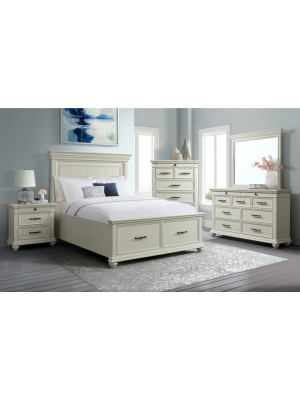 Slater White King Bed, Dresser, Mirror, & Nightstand