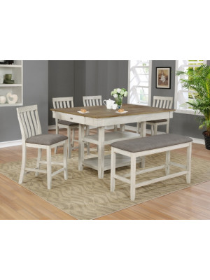 Nina Counter Height Table, 4 Barstools, & Bench
